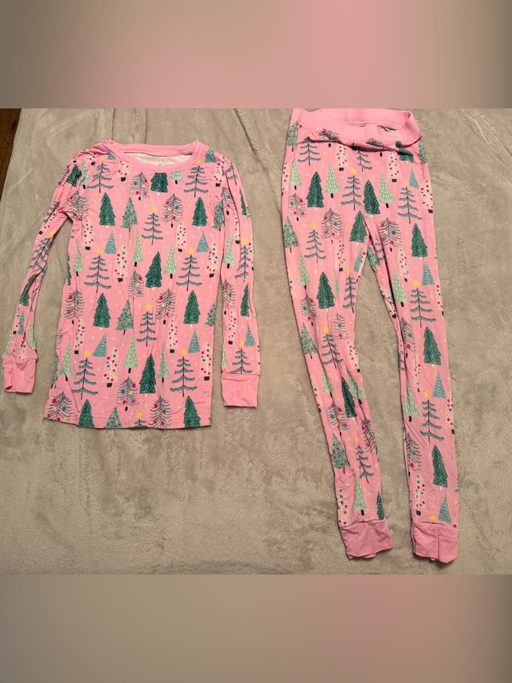 Little Sleepies Pink Christmas Tree Pajamas 7/8